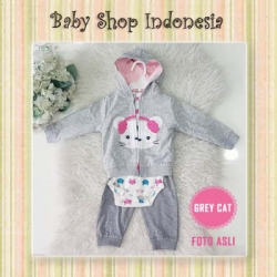 PU457 Setelan Jumpsuit Jaket Bayi Carters Grey Cat  large